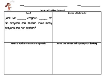 Preview of 2nd Grade Math Word Problem Template