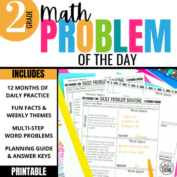 Preview of 2nd Grade Math Word Problem of the Day | Yearlong Printable Math Problem Solving