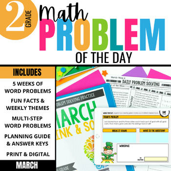 Preview of 2nd Grade Problem of the Day: Daily Math Word Problem Practice | MARCH BUNDLE