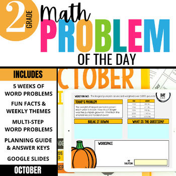 Preview of 2nd Grade Problem of the Day: Fall Math Word Problems | OCTOBER DIGITAL