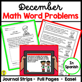2nd Grade Math Word Problems December in Spanish CCSS 2.OA