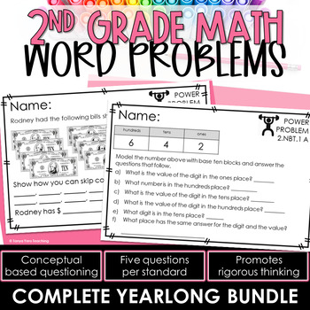 Preview of 2nd Grade Math Word Problems | Math Spiral Review | 2nd Grade Math Small Group