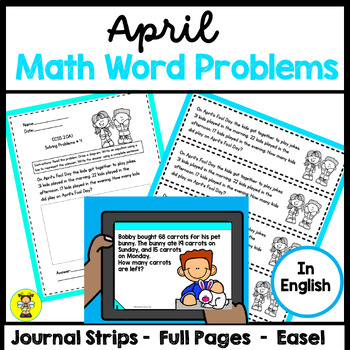 Preview of 2nd Grade Math Word Problems for April in English CCSS 2.OA.1