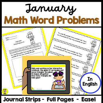 Preview of 2nd Grade Math Word Problems for January in English CCSS 2.OA.1