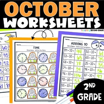 Preview of Halloween Math Worksheets for 2nd Grade -  Fall Activities for Early Finishers