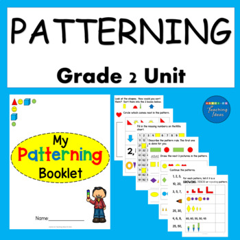 Preview of 2nd Grade Math Worksheets Patterning Unit Print and Go!