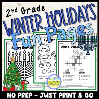 Preview of 2nd Grade Math Worksheets Winter Holidays Activities