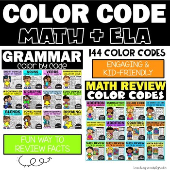 Preview of 2nd Grade Math and Grammar Color by Number Worksheets Bundle - Early Finishers