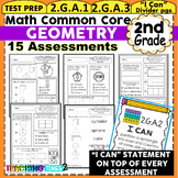 2nd Grade Math - Geometry - Common Core Assessments Pack