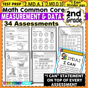 Preview of 2nd Grade Math-Measurement & Data-Common Core Assessments Pack