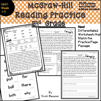 Preview of 2nd Grade McGraw Hill Wonders Reading Practice Comprehension Unit 1 Weeks 1-5