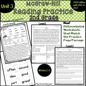 Preview of 2nd Grade  Wonders Reading Practice Comprehension Unit 3 Weeks 1-5