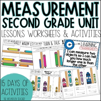 Preview of 2nd Grade Measurement Worksheets and Activities including Inches and Centimeters