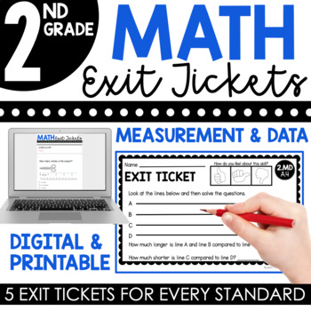 Preview of 2nd Grade Measurement & Data Exit Tickets (Exit Slips) | Printable & Digital