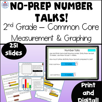 Preview of 2nd Grade Measurement Graphs Number Talks Picture Graph Bar Graphs Print Digital