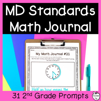 Preview of 2nd Grade Measurement Math Journal Prompts - Telling Time Assessment & Bar Graph