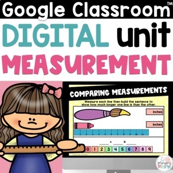 Preview of 2nd Grade Measurement Unit, Measuring in inches feet yards, Ruler Google Slides