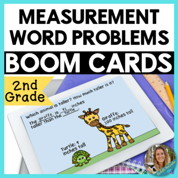 Preview of 2nd Grade Measurement Word Problems Boom Cards - 2.MD.A.1, 2.MD.B.5