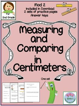 Preview of 2nd Grade Measuring and Comparing Centimeters  Practice  Mod 2