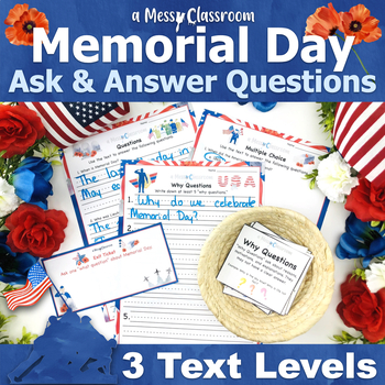 Preview of 2nd Grade Memorial Day Nonfiction Reading Lesson Unit RI.2.1 Ask Answer Question