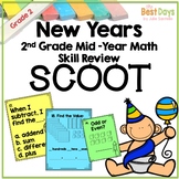 2nd Grade Mid Year Math Review Scoot:  New Years Themed