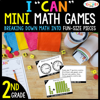Preview of 2nd Grade Mini I CAN Math Games & Centers | 43 Game BUNDLE
