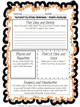 2nd Grade Mini Unit Using CCSS Exemplar Text Autumn Poem by Emily Dickinson