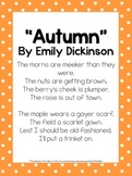 2nd Grade Mini Unit Using CCSS Exemplar Text Autumn Poem by Emily Dickinson