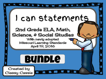 Preview of 2nd Grade Missouri Learning Standards "I can" Statements & Checklists Bundle