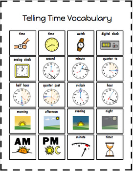 Preview of 2nd Grade Modified Telling Time Unit (Picture Symbol Supports)