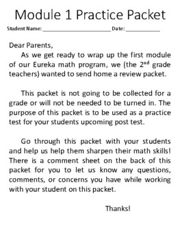 Preview of 2nd Grade Module 1 practice packet EMBARC/EUREKA/ENGAGE NY