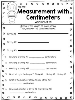 2nd Grade Module 2 Lesson 3 Supplemental Worksheets - Centimeter