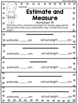 2nd Grade Module 2 Lesson 5 Supplemental Worksheets - Estimate and Measure
