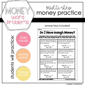 Preview of Two Step Money Word Problems