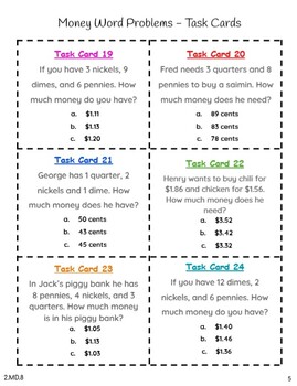 2nd grade money word problems 2md8 by the busy mind of a teacher