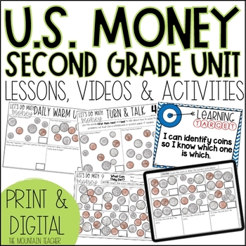 Preview of Digital US Money Unit - Counting Coins Worksheets and Money Word Problems