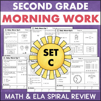 Preview of 2nd Grade Morning Work Bell Ringers SET 3 Daily ELA & Math Spiral Review