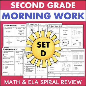 Preview of 2nd Grade Morning Work Bell Ringers SET 4 Daily ELA & Math Spiral Review