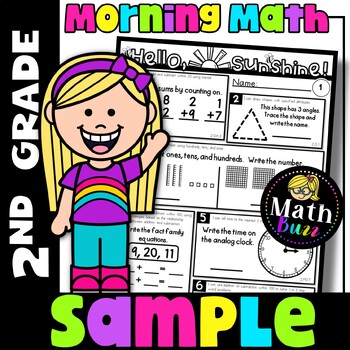 Preview of 2nd Grade Morning Work - Common Core Math - Spiral Review - Test Prep - No prep