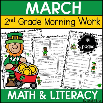 Preview of March Spiral Review Morning Work - 2nd Grade Math and Literacy Spiral Review