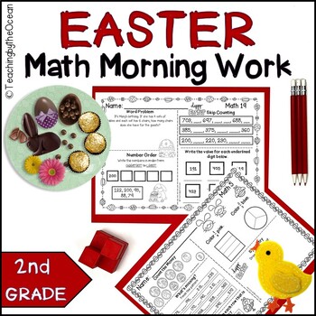 Preview of Easter 2nd Grade Math Morning Work  / 2nd Grade Math Spiral Review