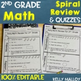 2nd Grade Morning Work Math Spiral Review & Quizzes Homework 