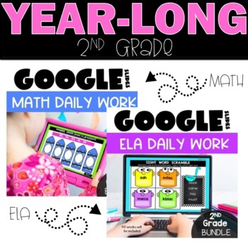 Preview of 2nd Grade Morning Work Math and ELA Google Slides | Digital Morning Work