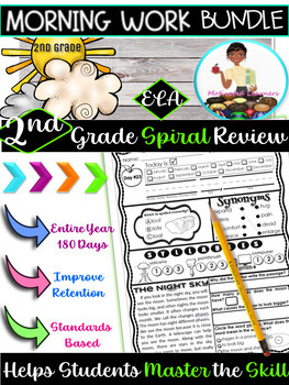 Preview of 2nd Grade Morning Work • Second ELA Spiral Review BUNDLE