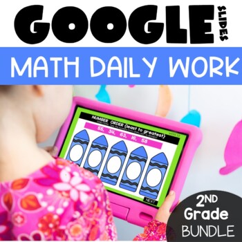Preview of Daily Math 2nd Grade Morning Work for Google™ Classroom Digital Warmups Review