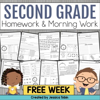 Preview of 2nd Grade Free Morning Work and 2nd Grade Homework Week 1 Sampler