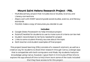 Preview of 2nd Grade Mount Saint Helens Research Project - PBL