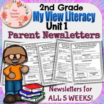 Preview of 2nd Grade My View Literacy: UNIT 1 PARENT NEWSLETTERS: One For Each Week!