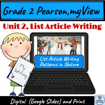 Preview of 2nd Grade MyView Unit 2 Informational List Article Writing Prompts Organizers