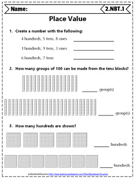 2nd Grade NBT Worksheets: 2nd Grade Math Worksheets, Numbers in Base Ten